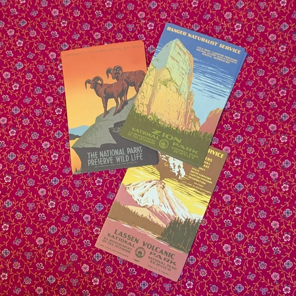 National Parks Postcards Tin 18 Ct Yosemite‎ Yellowstone Cavalini & Co Vintage